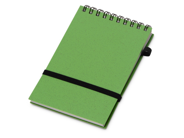 Блокнот «Toledo S» с шариковой ручкой из пшеницы и пластика, Размер В7, Цвет зеленый