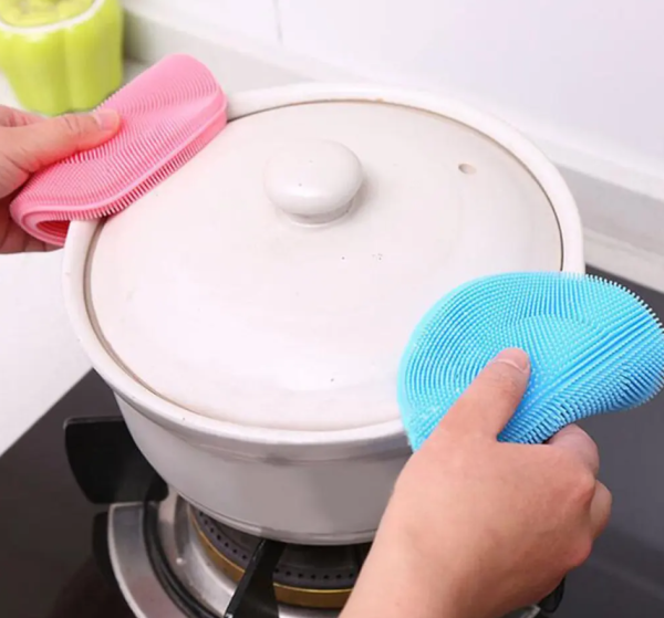 Мочалка силиконовая для мытья посуды / Многоразовая губка для чистоты, цвет МИКС