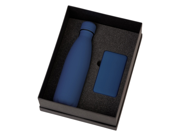 Подарочный набор «COLOR IT» с термобутылкой и повербанком, Размер 5000 mAh, Цвет темно-синий