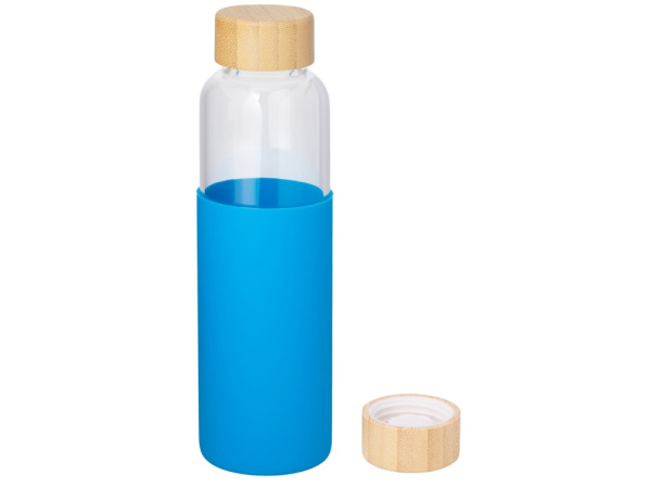 Стеклянная бутылка для воды в силиконовом чехле «Refine», Цвет голубой