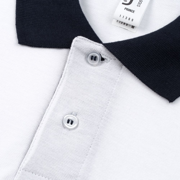 Рубашка поло Prince 190, белая с темно-синим, XS–XXL