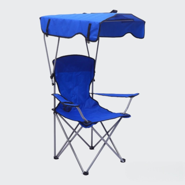 Складной пляжный стул с солнцезащитным навесом, синий / Портативный кемпинговый стул