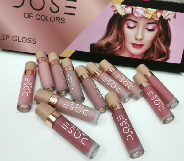 Набор матовых помад DOSE of colors lip gloss, 12 постельных оттенков