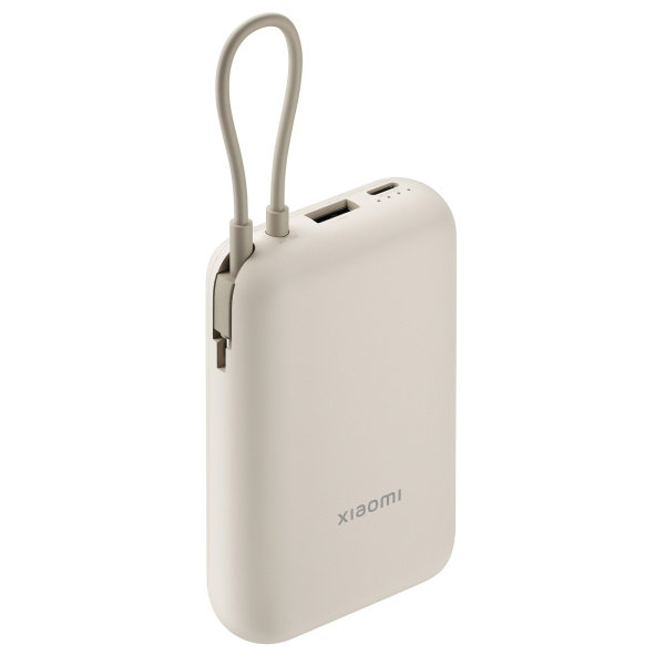 Внешний аккумулятор со встроенным кабелем Xiaomi Power Bank (Integrated Cable), 10000 мАч, Цвет бежевый