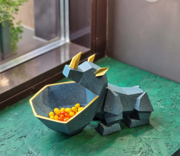 Статуэтка хранитель Носорог, аквамарин