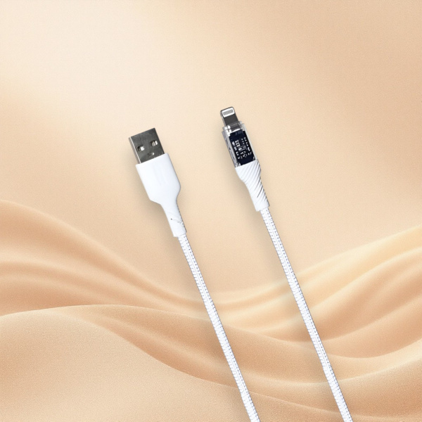 Кабель USB MRM MR92i USB-Lightning, длина 1000мм, ток 3А, белый / Ускоренная зарядка и элегантный стиль для вашего устройства