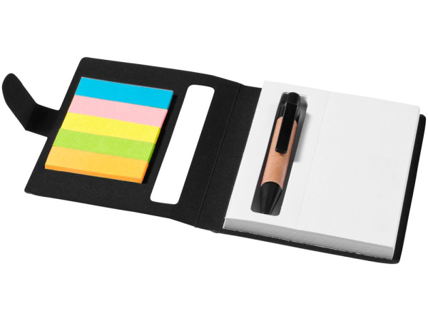 Набор стикеров «Expose» с ручкой и блокнотом А7, Цвет черный