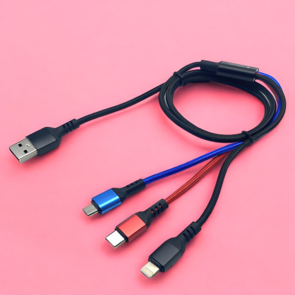 Кабель USB DS971 3in1 Micro/Lightning/Type-C в пакетике / Универсальный, практичный и удобный