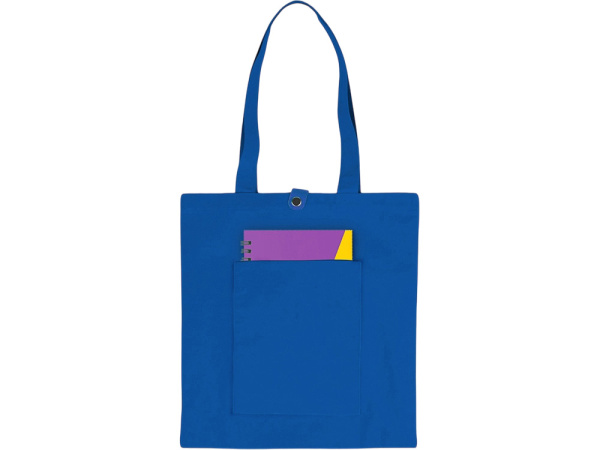 Cумка «Clip» из хлопка 340 г/м2 с застежкой из экокожи, Цвет синий