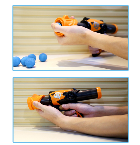 Детская игрушка оружие Бластер Assault Gun 29 см с мишенью, мягкими игровыми снарядами 12шт. 3+