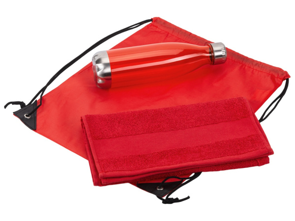 Спортивный набор с бутылкой и полотенцем «Beginner», Цвет красный