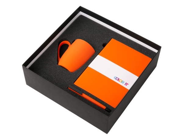 Подарочный набор «COLOR IT» c блокнотом, ручкой и кружкой, Размер гибкая обложка, Цвет оранжевый