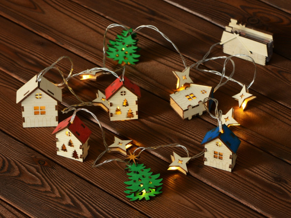 Елочная гирлянда с лампочками «Новогодняя», Цвет разноцветный