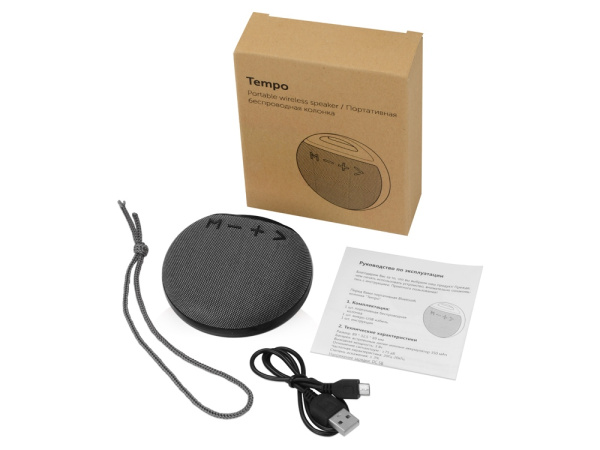 Портативная колонка «Tempo», Цвет черный/серый