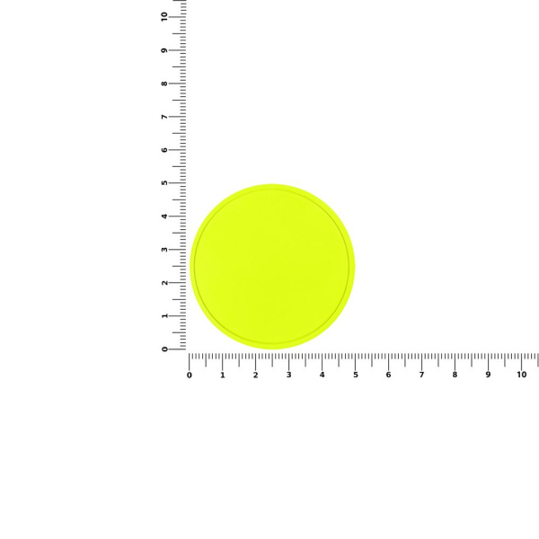 Лейбл из ПВХ Dzeta Round, L, желтый неон, 5х5,01х0,2 см