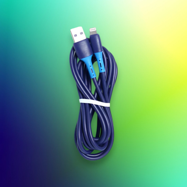 Кабель USB MRM MR93i USB-Lightning, длина 2000мм, ток 3А, синий / Двойная длина и стильный дизайн для удобства зарядки