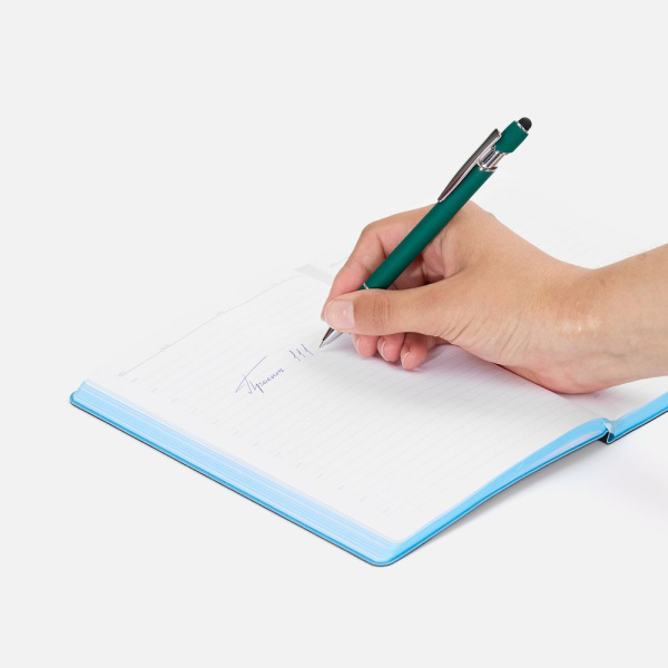 Ручка шариковая Pointer Soft Touch со стилусом, зеленая, 14,3х1 см