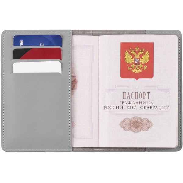 Обложка для паспорта Shall Simple, серый, 13,6х10 см