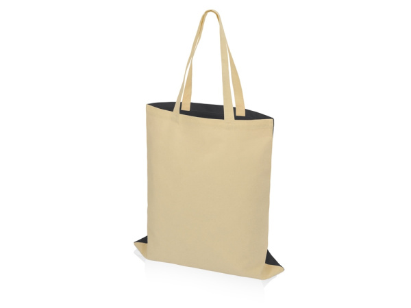 Сумка для шопинга «Twin» двухцветная из хлопка, 180 г/м2, Цвет черный/натуральный