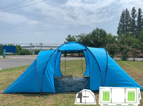 Туристическая палатка большой тамбур с полом 510х250х185/160 см
