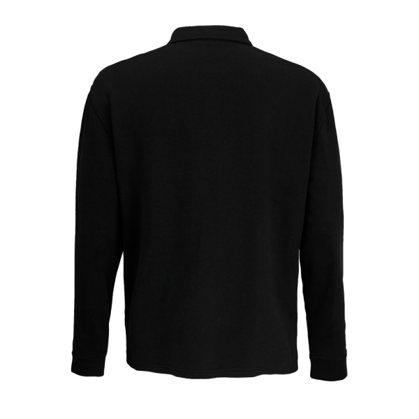 Рубашка поло оверсайз с длинным рукавом Heritage, черная, XS–5XL
