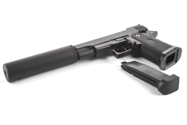 Модель пистолета G.10A Colt 1911 PD mini Black с глушителем (Galaxy)