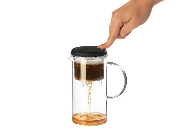 Стеклянный заварочный чайник «Gunfu», Цвет прозрачный, черный