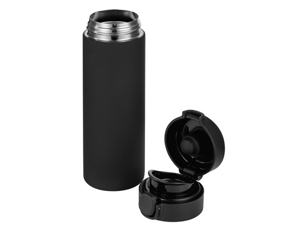 Вакуумная термокружка c кнопкой «Guard», soft-touch, 400 мл, Цвет черный