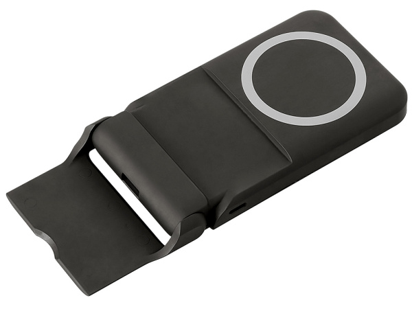 Беспроводной внешний аккумулятор с подсветкой лого и подставкой «Magflash», 10000 мАч, 15 Вт, Цвет черный