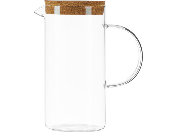 Стеклянный кувшин с крышкой из пробки «Fiz», Цвет прозрачный, бежевый