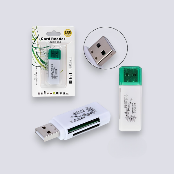 Картридер универсальный USB55, 480 Мбит/с, USB 2.0, белый / Компактный и портативный дизайн