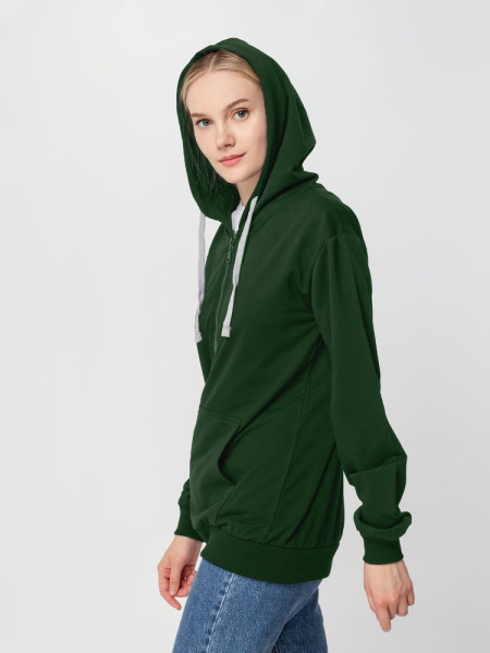 Толстовка на молнии с капюшоном Siverga, темно-зеленая, XS–4XL