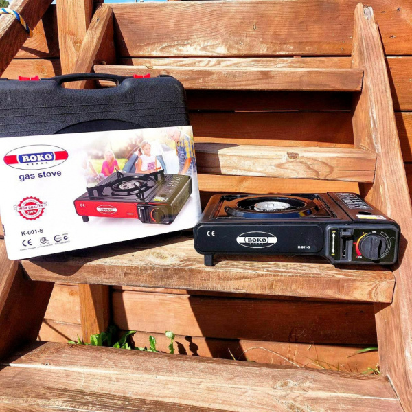 Портативная газовая плита (горелка) туристическая BOKO GAS STOVE K-001-S в пластиковом кейсе