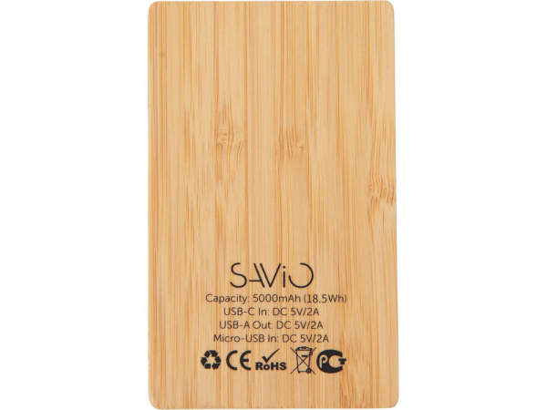 Внешний аккумулятор с подсветкой лого «Reedia S2», 5000 mAh, Цвет черный/натуральный