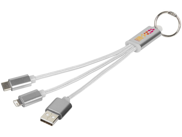 Кабель для зарядки «Metal» 3-в-1, Цвет серебристый/белый