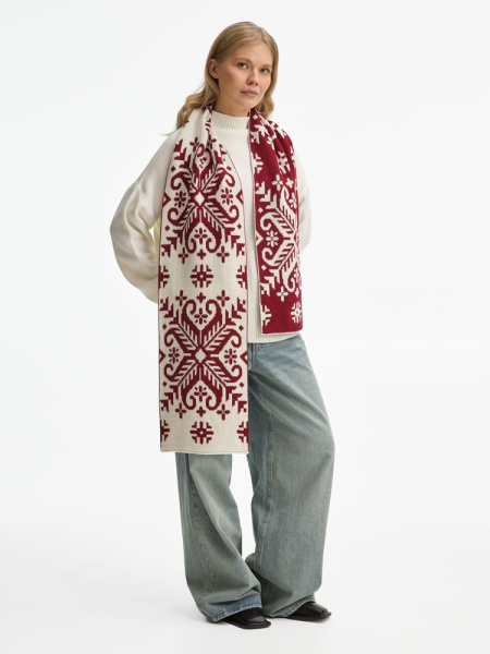 Шарф Wintertude L, красный с белым, 27х180 см