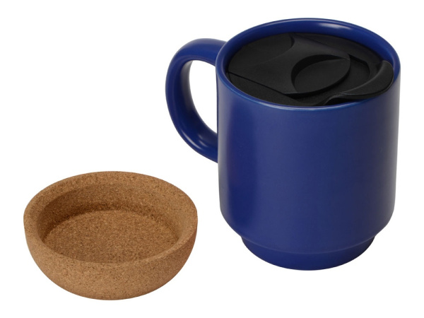 Кружка с пробковым дном и крышкой «Denpasar», Цвет синий матовый