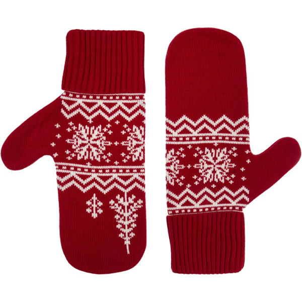 Варежки Elnik, красные с молочно-белым, S/M, L/XL