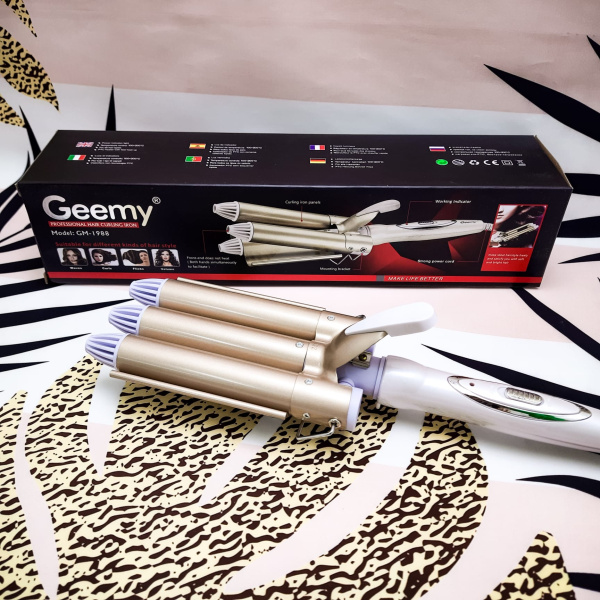 Тройная плойка для волос с керамическим покрытием (плойка - волна) Geemy модель GM-1988 Premium