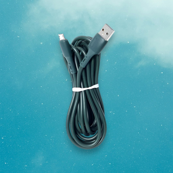 Кабель USB MRM MR93m USB-Micro, длина 2000мм, ток 3А, зеленый / Длинный кабель и защита от запутывания для максимального удобства