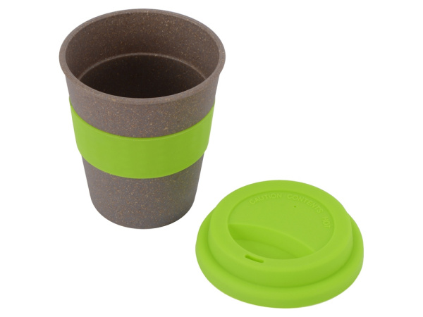 Стакан из бамбукового волокна «Café», Цвет серо-коричневый/зеленое яблоко