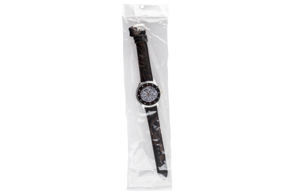 Кварцевые часы "Аль-курси" на классическом чёрном ремешке из натуральной кожи