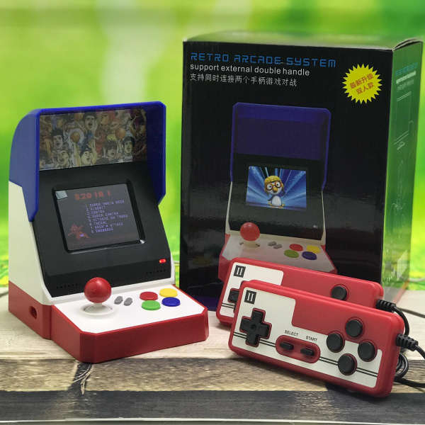 Портативная игровая приставка Retro Arcade + 520 встроенных игр + 2 геймпада