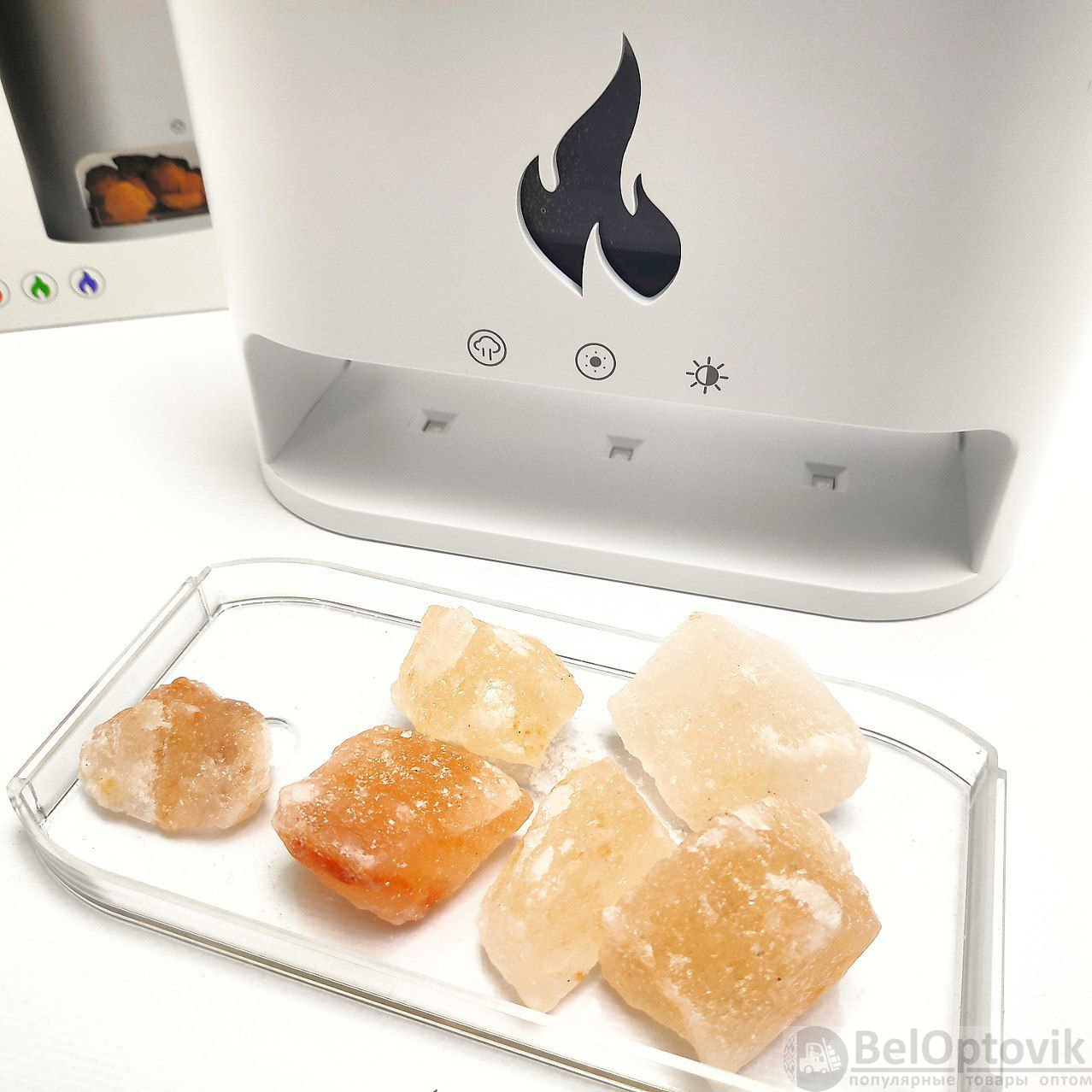 Аромадиффузор - ночник с эффектом камина Aroma Diffuser Touch Panel Version (4 вида подсветки, камни из гималайской соли, таймер)