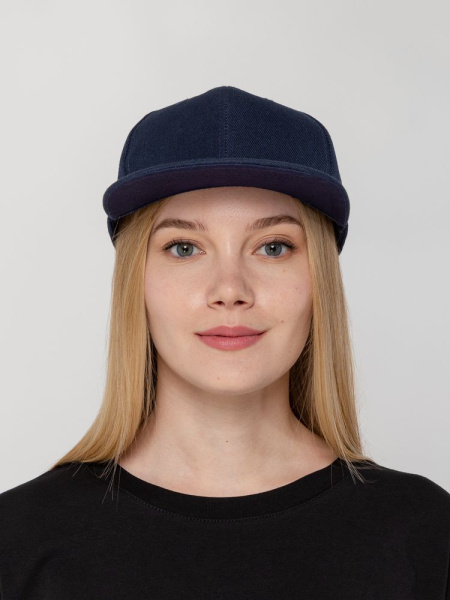 Бейсболка Snapback с прямым козырьком, темно-синяя, 56-58
