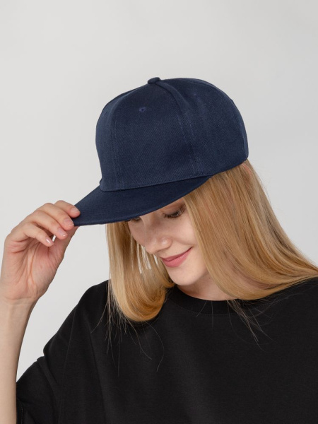 Бейсболка Snapback с прямым козырьком, темно-синяя, 56-58