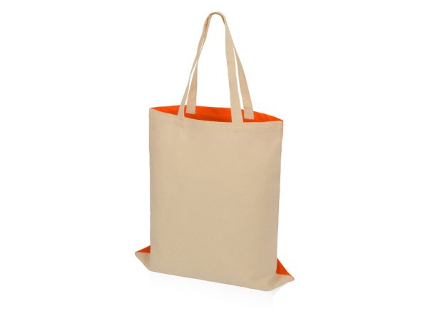 Сумка для шопинга «Twin» двухцветная из хлопка, 180 г/м2, Цвет оранжевый/натуральный