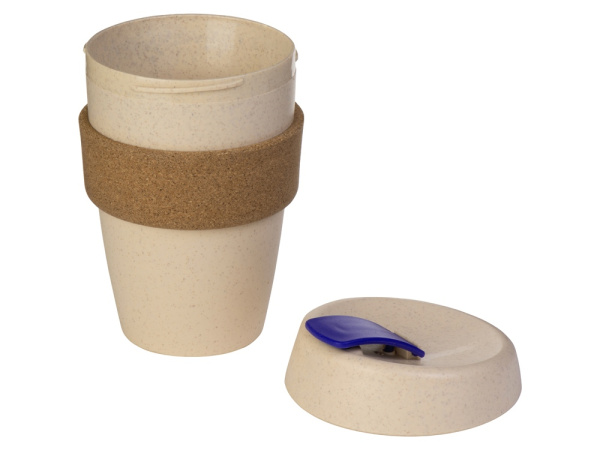 Стакан из пшеничного волокна с двойными стенками «Pino», Цвет натуральный, синий, коричневый