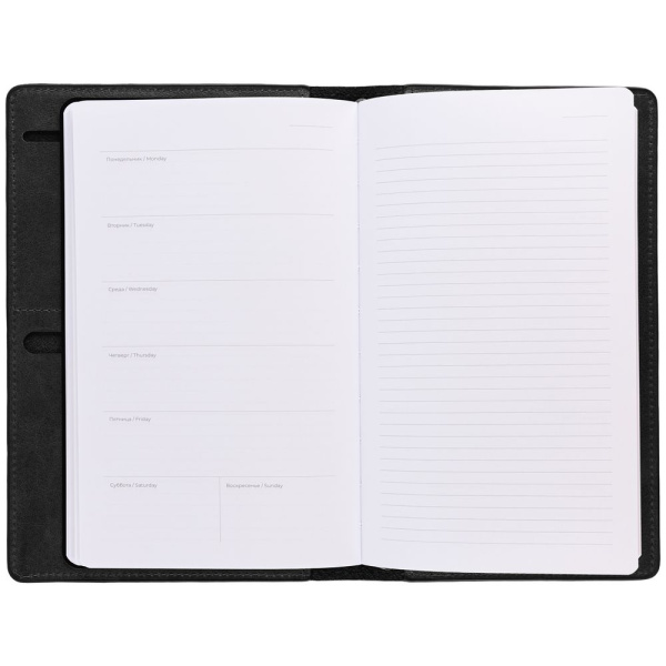 Еженедельник-портфолио Remini, недатированный, черный, 14х22х2 см