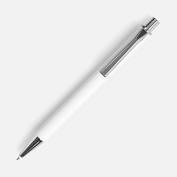 Ручка шариковая Lobby Soft Touch Chrome, белая, 14,5х1 см